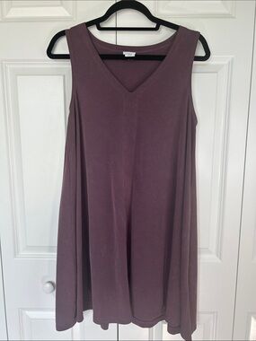 Sigrid Olsen Sleeveless V-Neck Swing Tank — Mauve Plum